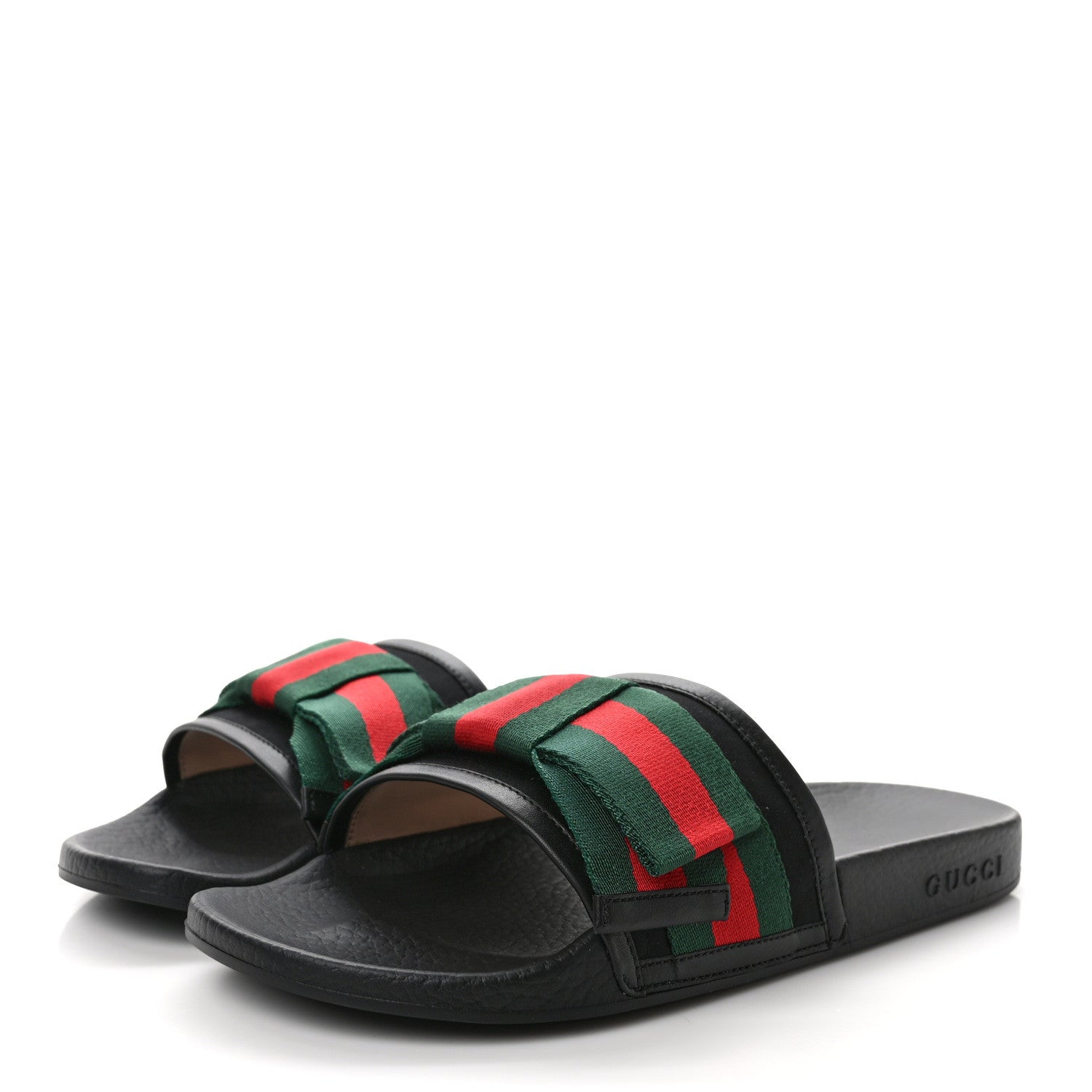 Gucci Satin Web Bow Slide Sandals 39 Black 3 of 8