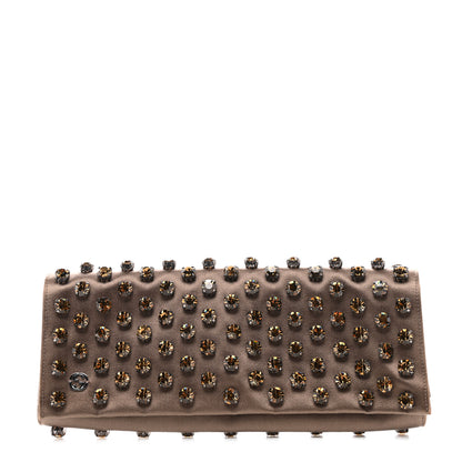 Gucci Satin Crystal Embellished Clutch Brown 1 of 7
