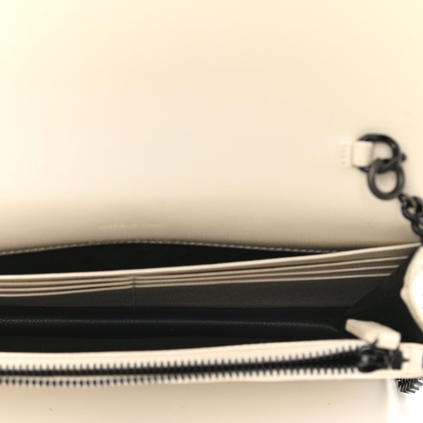 Grain De Poudre Matelasse Chevron Monogram Envelope Chain Wallet Dove White