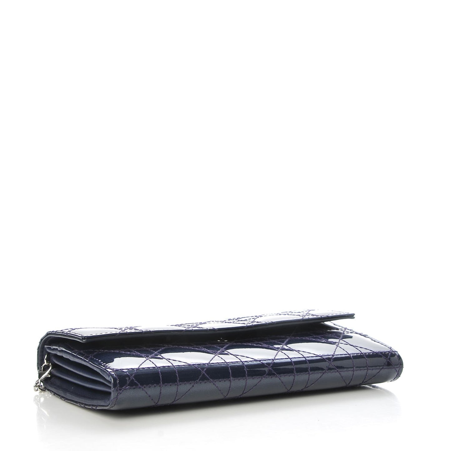 Patent Cannage Lady Dior Rendezvous Wallet On Chain Blue Nuit