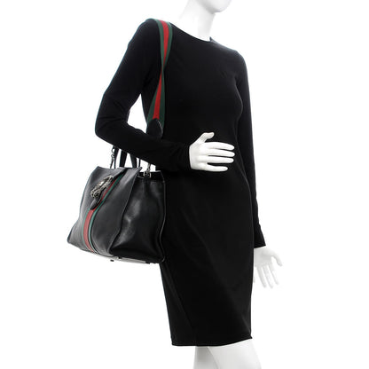 Gucci Calfskin Web Stripe Large Dionysus Tote Bag Black 2 of 20
