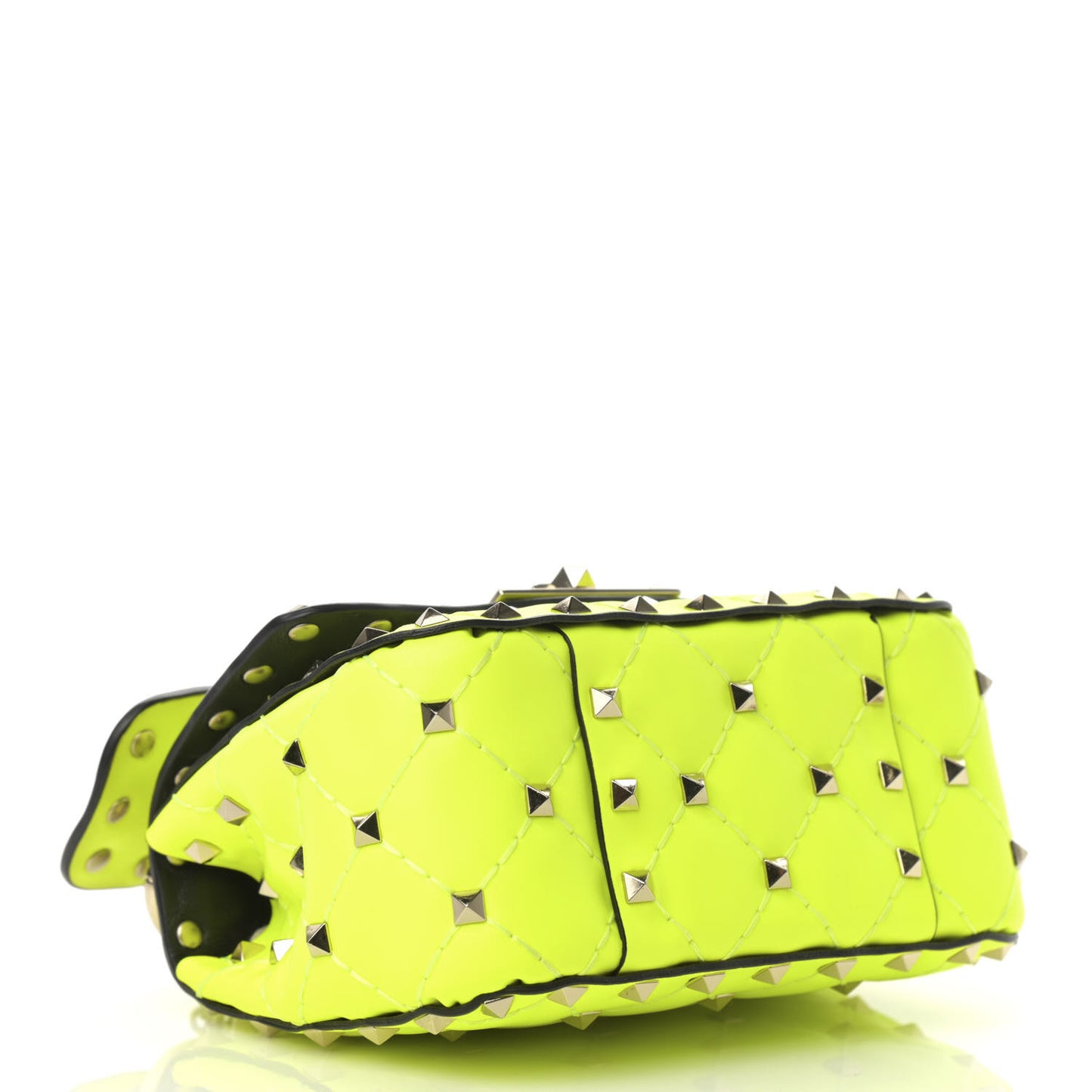 Calfskin Micro Rockstud Spike Shoulder Bag Lime