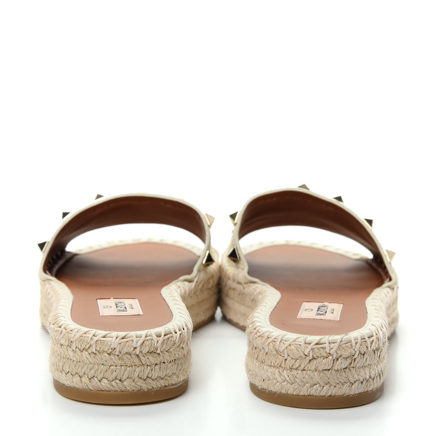 Valentino Garavani Canvas Rockstud Espadrille Flat Slide Sandals 38 White 7 of 10