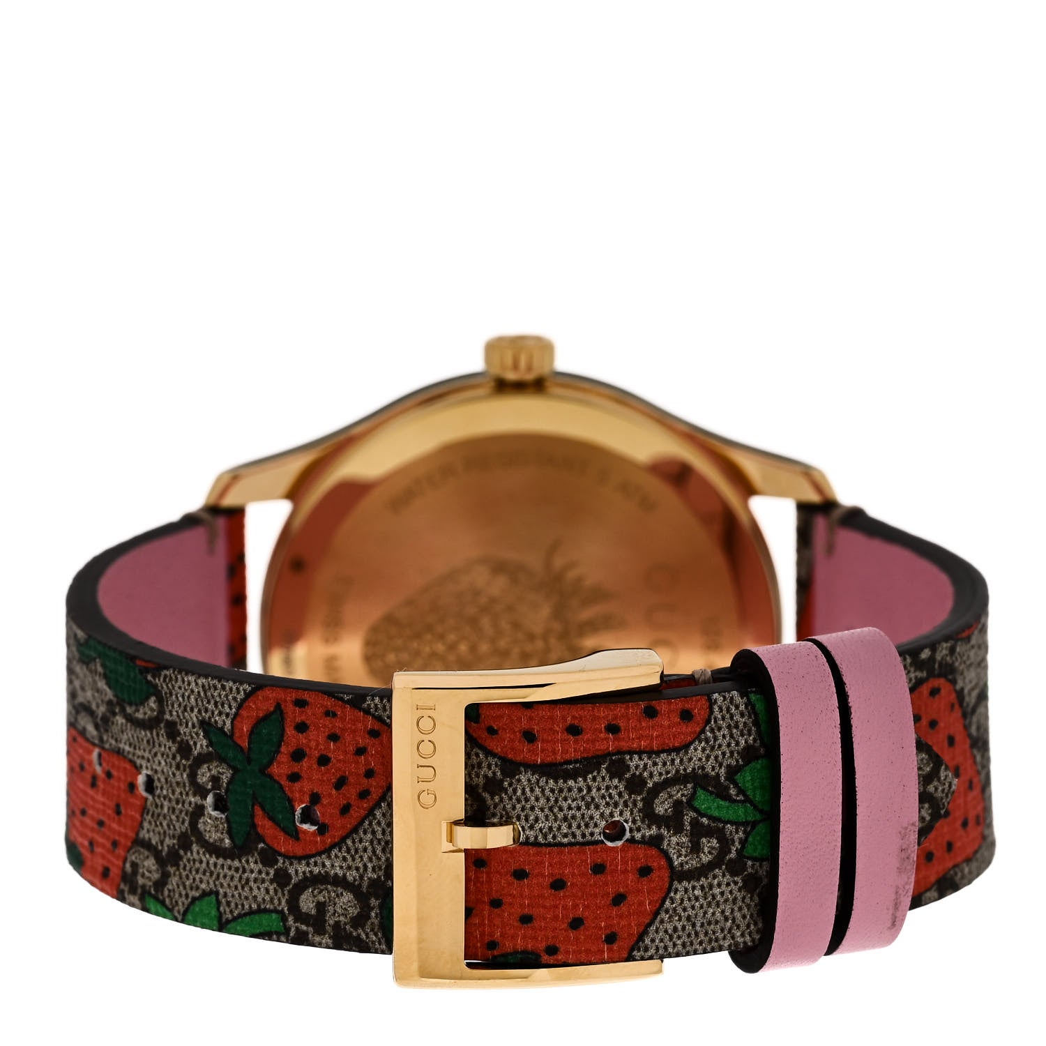 Gucci Stainless Steel Canvas 38mm G-Timeless GG Supreme Strawberry Quartz Watch Brown 3 of 5