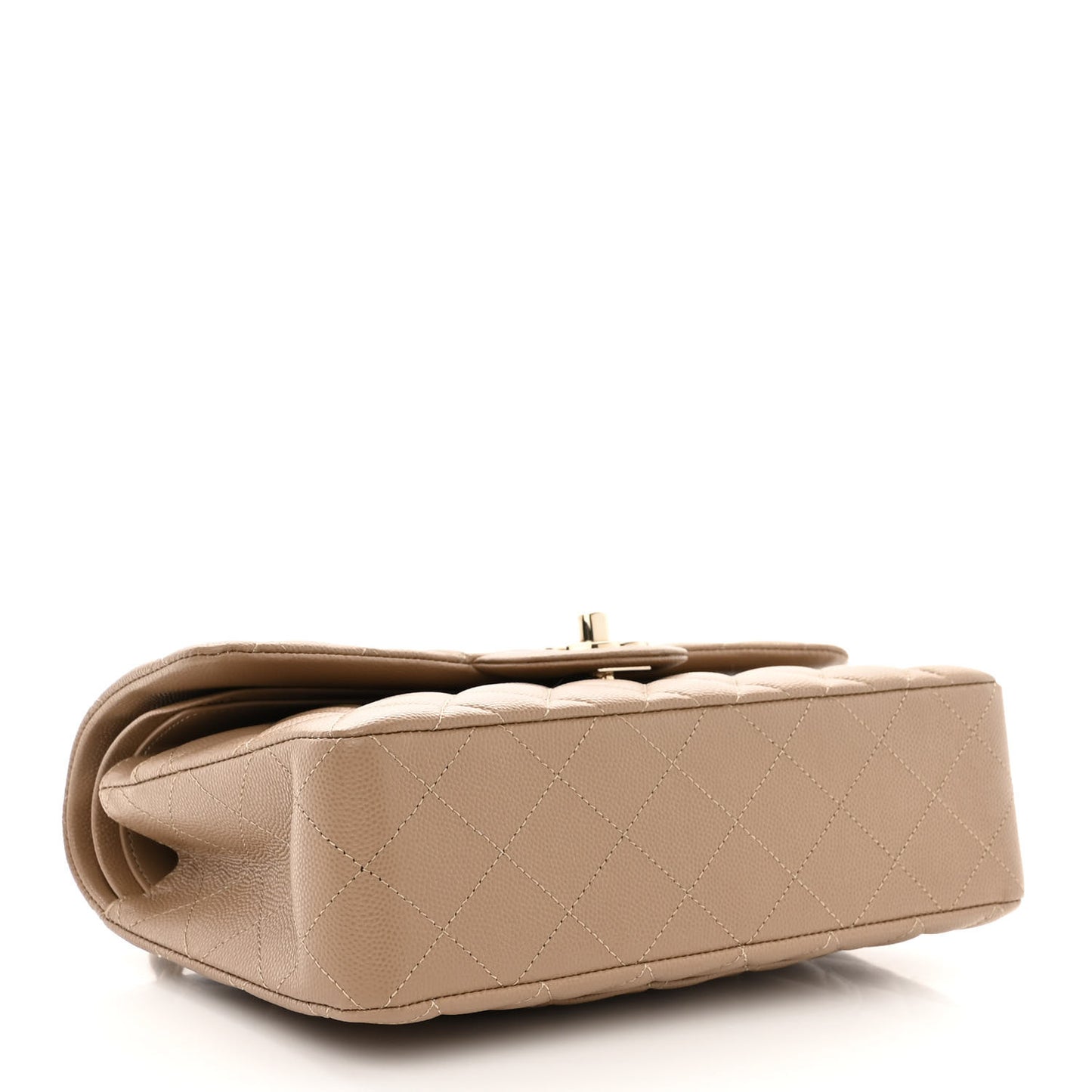 Caviar Quilted Small Double Flap Dark Beige