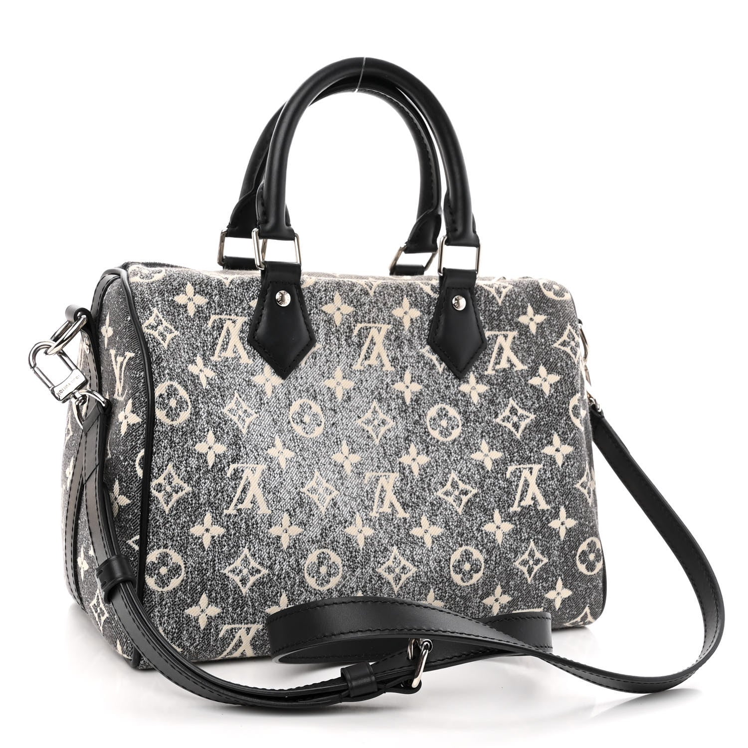 Louis Vuitton Denim Monogram Jacquard Speedy Bandouliere 25 Black 3 of 10