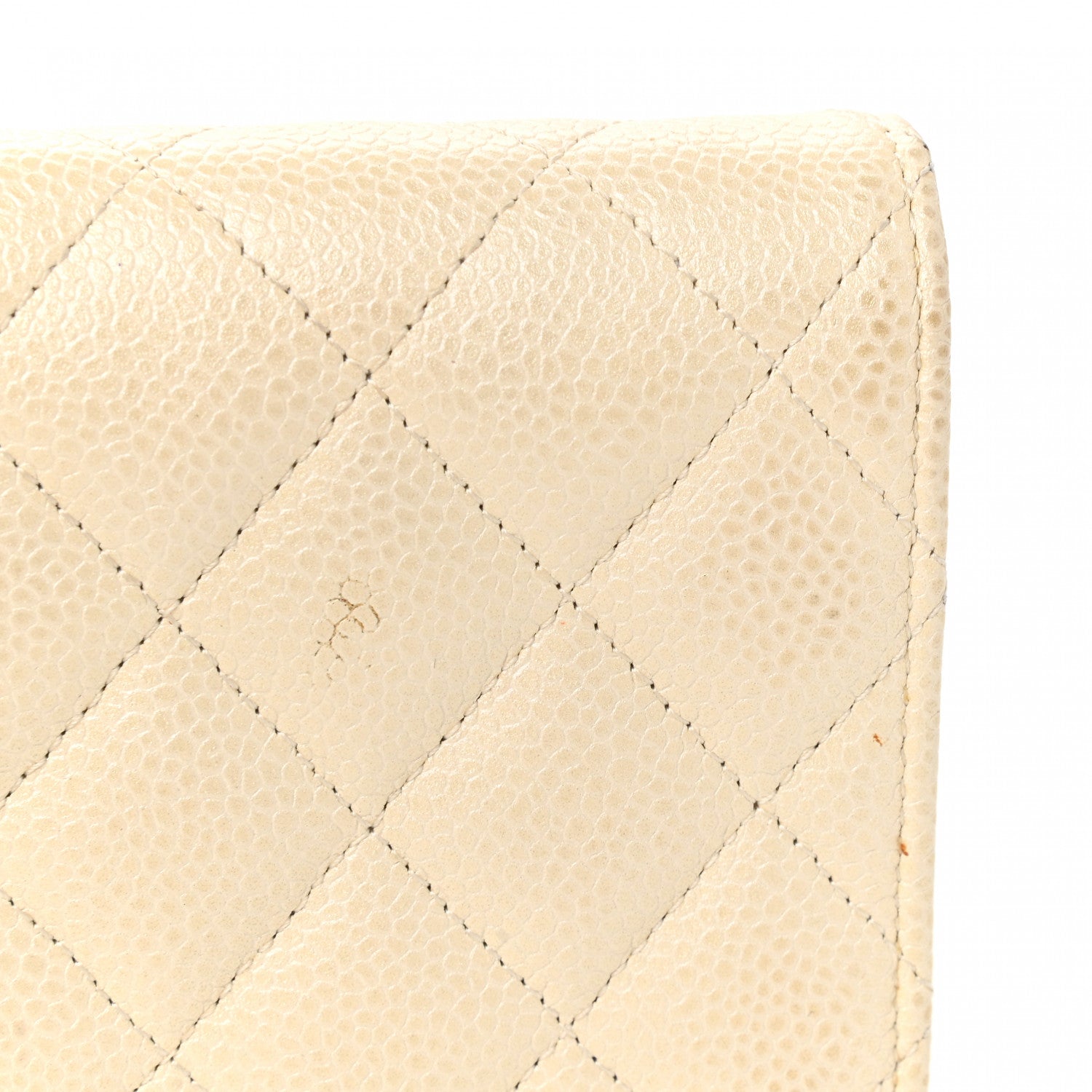 Chanel Pearly Caviar Quilted Large Gusset Flap Wallet Ivory 10 of 12