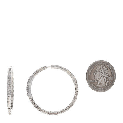 John Hardy Sterling Silver Diamond Classic Chain Pave Medium Hoop Earrings 2 of 6