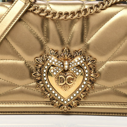 Dolce & Gabbana Metallic Calfskin Medium Devotion Crossbody Bag Gold 7 of 12