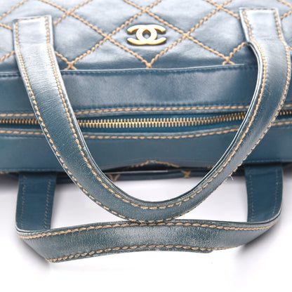 Chanel Calfskin Contrast Stitch Surpique Bowler Blue 10 of 10