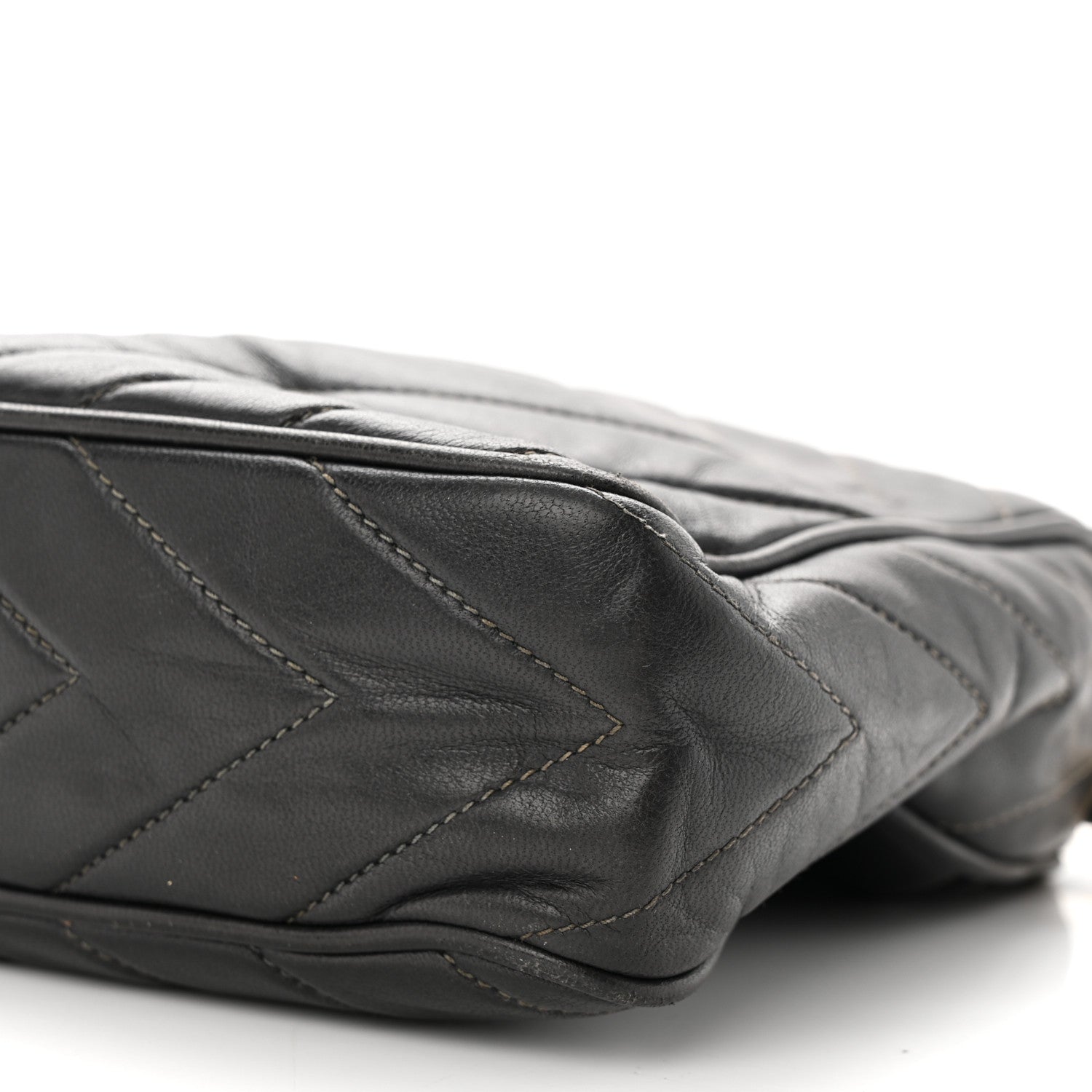 Chanel Lambskin Chevron Quilted Tassel Camera Case Black 10 of 12