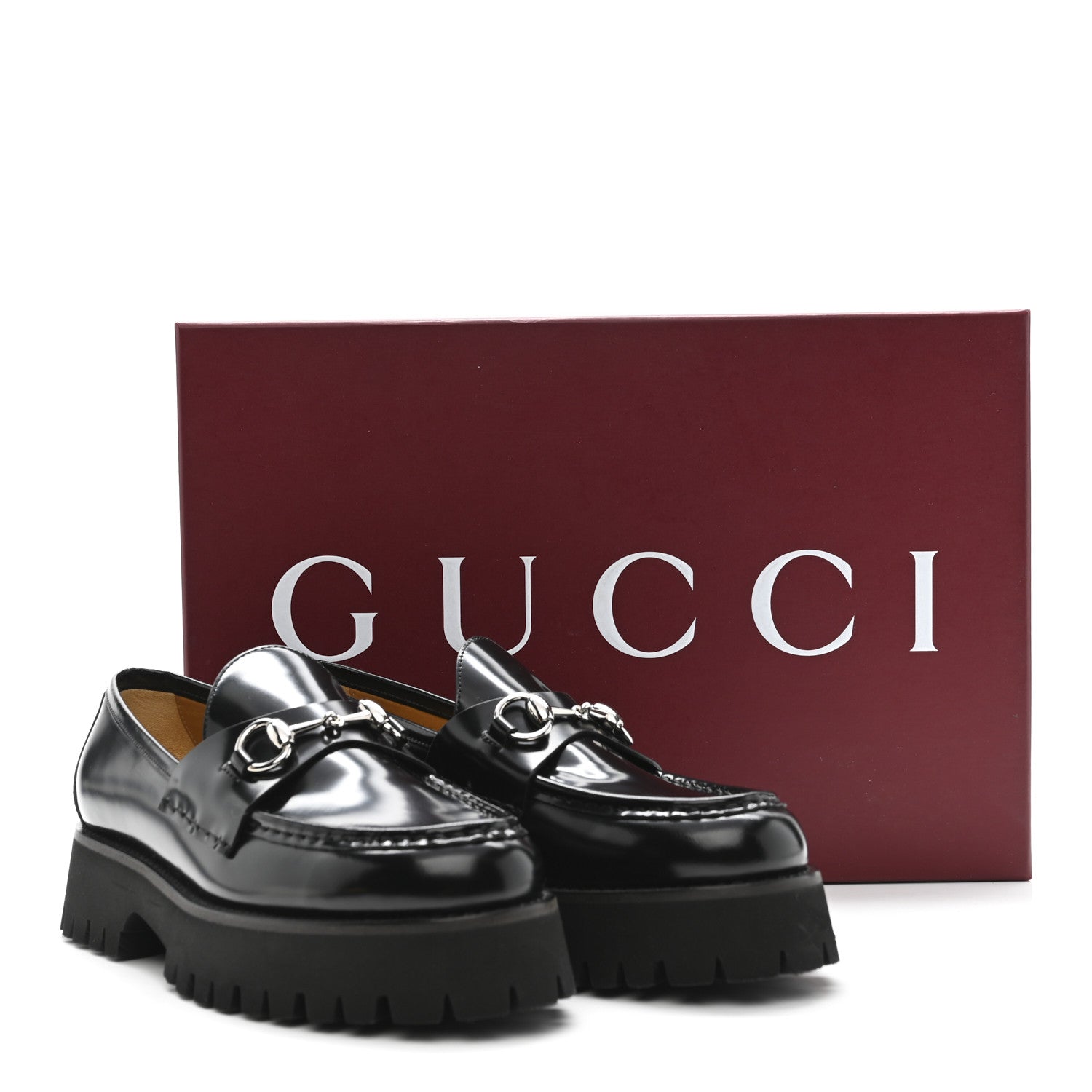Gucci Cordovan Lux Womens Horsebit 45mm Platform Loafers 39.5 Black 11 of 11