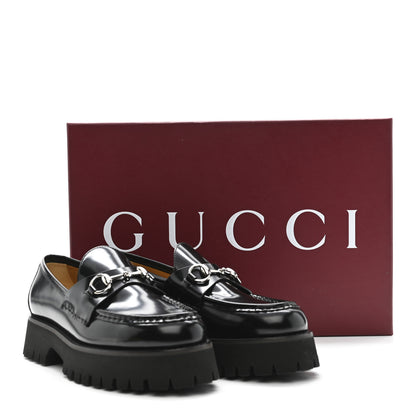 Gucci Cordovan Lux Womens Horsebit 45mm Platform Loafers 39.5 Black 11 of 11