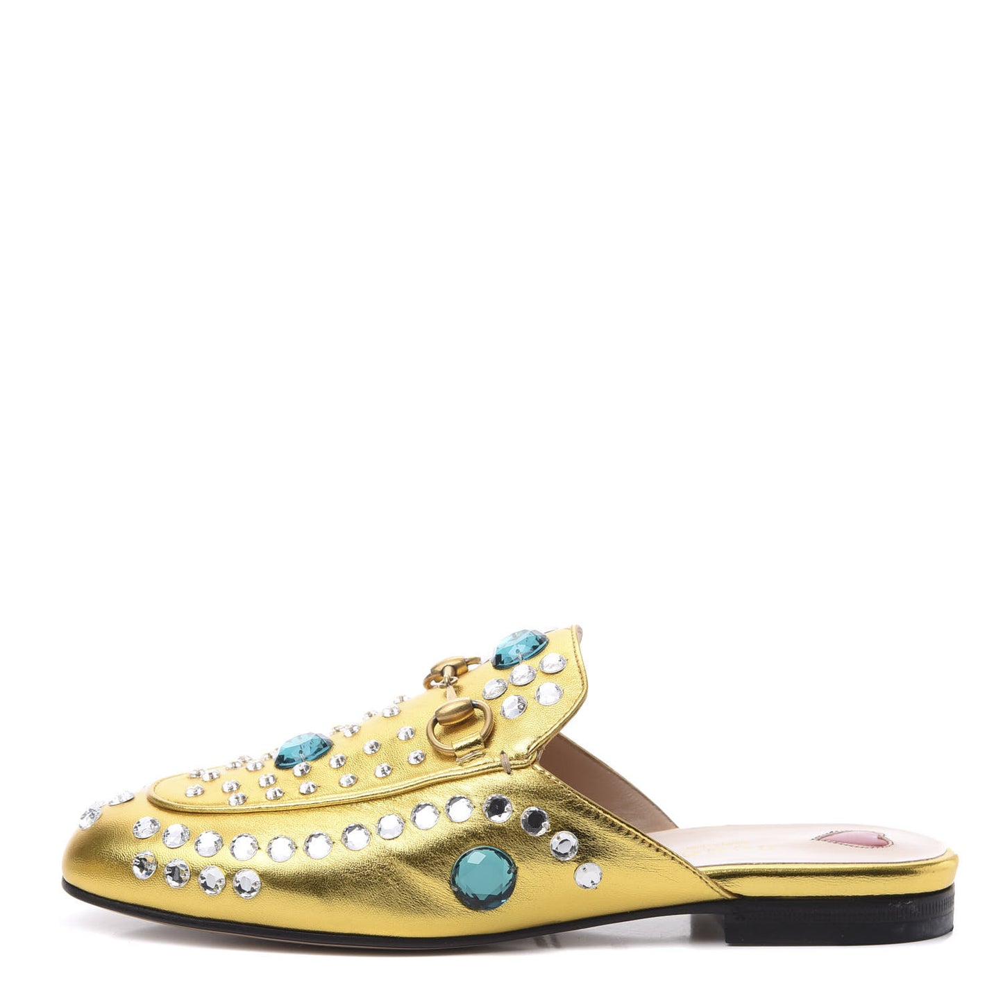 Metallic Nappa Crystal Womens Princetown Slippers 36.5 Gold