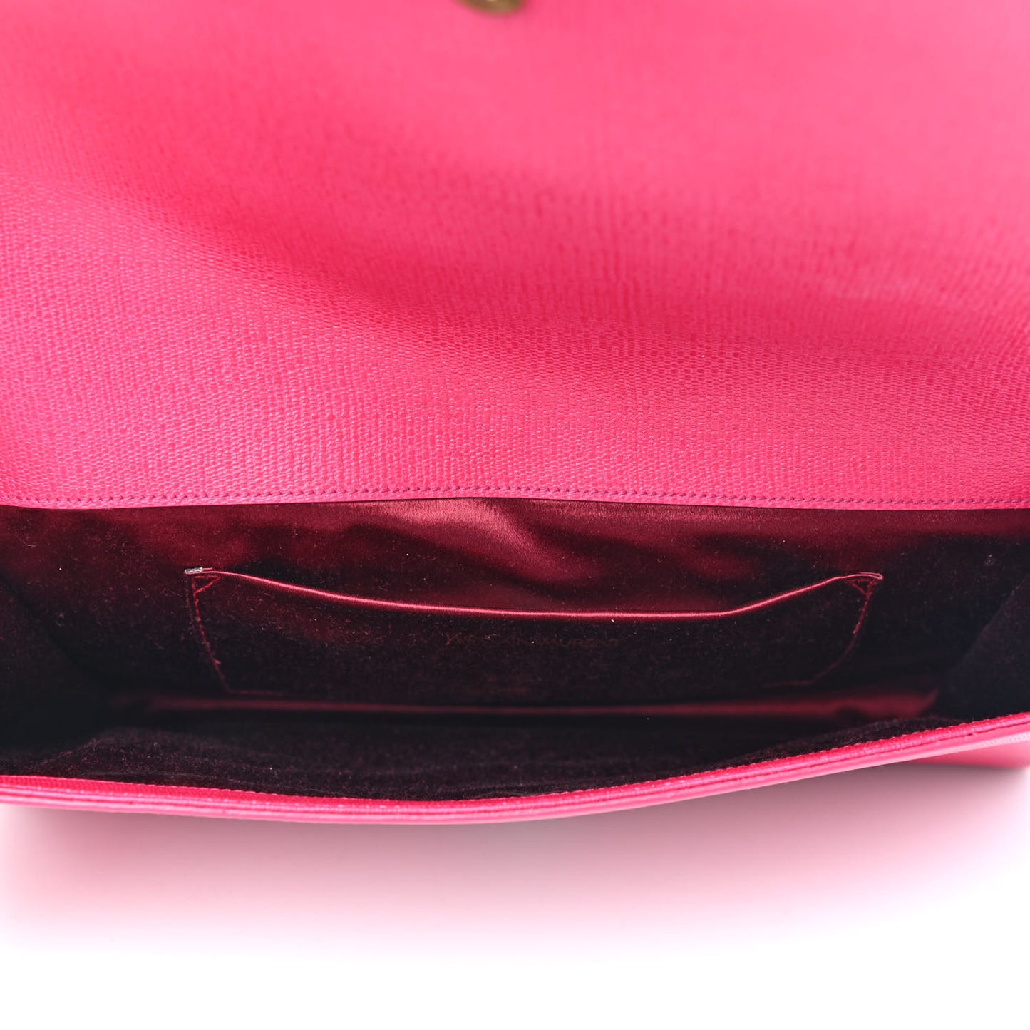 Calfskin Classic Y Ligne Clutch Fuchsia