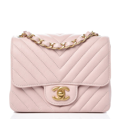 Chanel Calfskin Chevron Quilted Mini Square Flap Light Pink 1 of 8