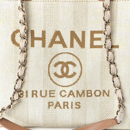 Chanel Straw Raffia Calfskin Striped Large Deauville Tote Beige 8 of 11