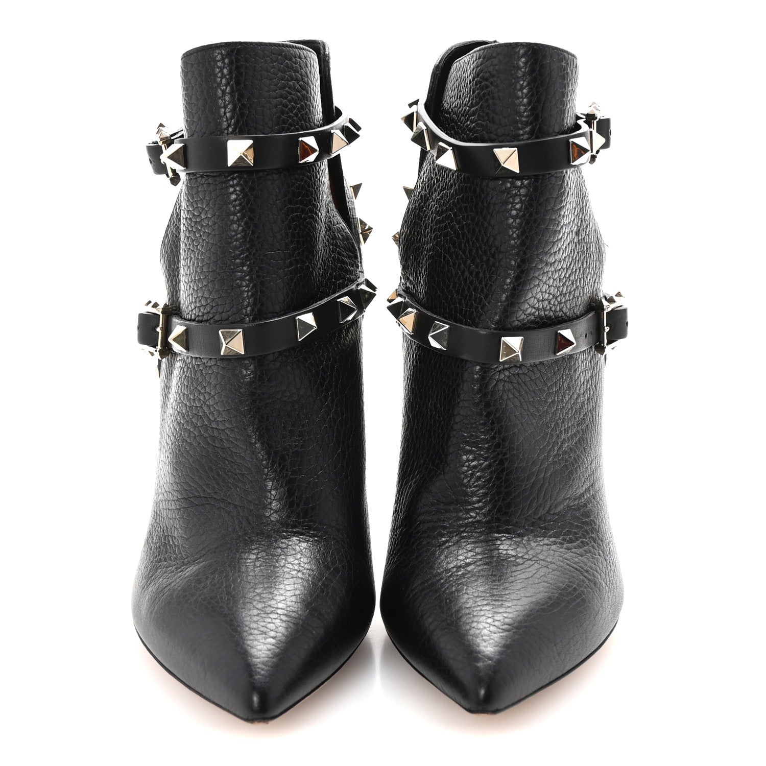 Valentino Garavani Grained Calfskin Rockstud Double Buckle 100mm Ankle Boots 36.5 Black 3 of 9
