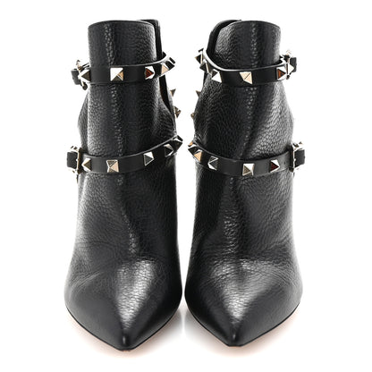 Valentino Garavani Grained Calfskin Rockstud Double Buckle 100mm Ankle Boots 36.5 Black 3 of 9