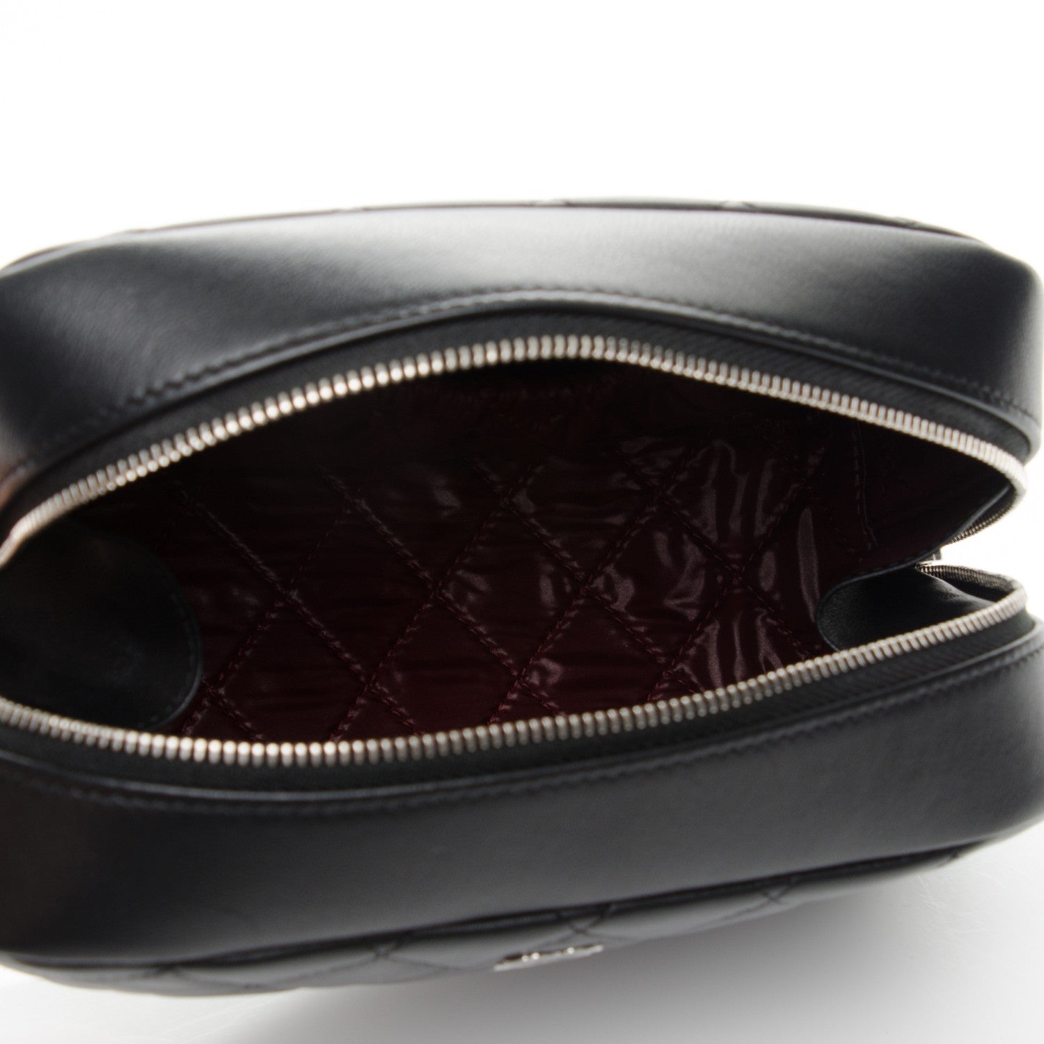 Chanel Lambskin Quilted Medium Curvy Pouch Cosmetic Case Black 5 of 7