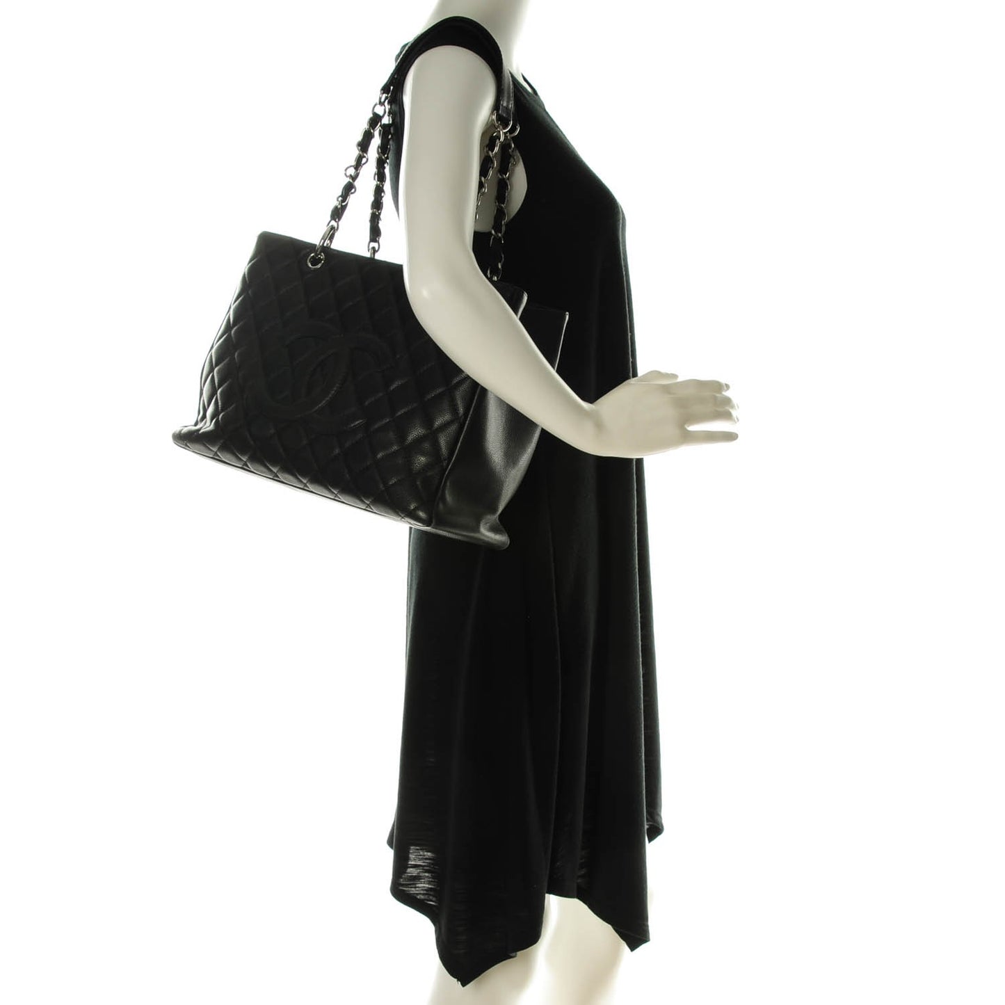 Caviar Quilted Grand Shopping Tote GST Black