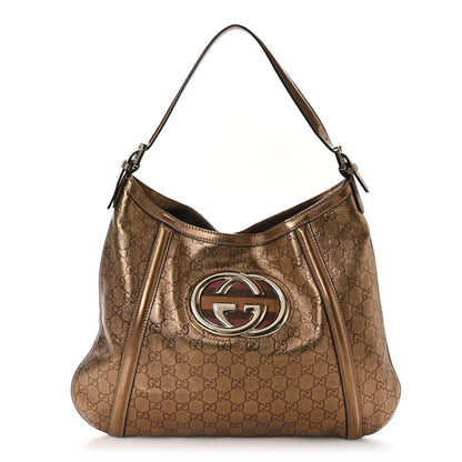 Gucci Metallic Guccissima Medium Britt Tote Gold 1 of 12