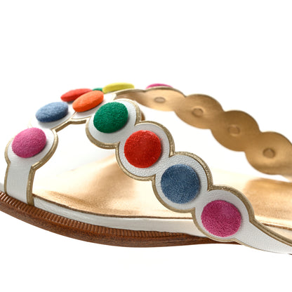 Christian Louboutin Kid Suede Smarta Flat Sandals 37.5 White Multicolor 13 of 14
