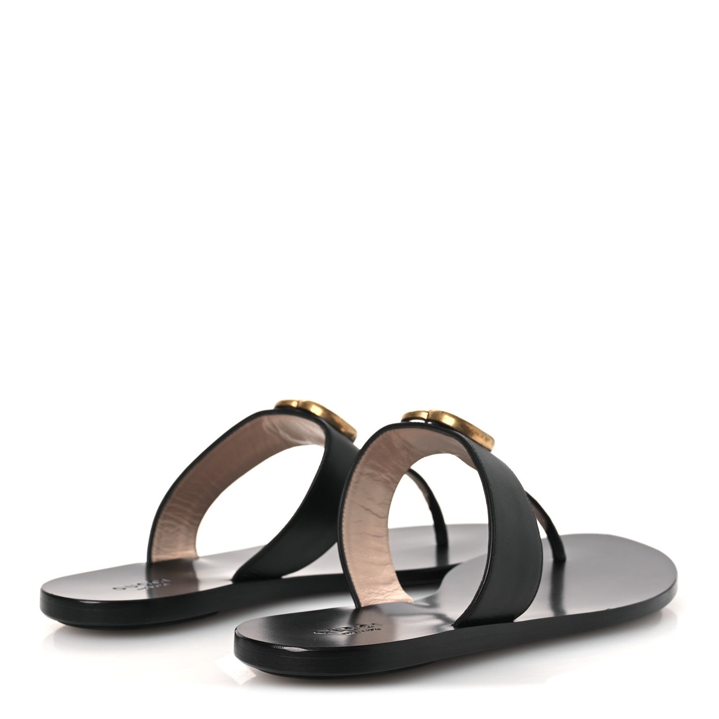 Calfskin GG Marmont Thong Sandals 38 Black
