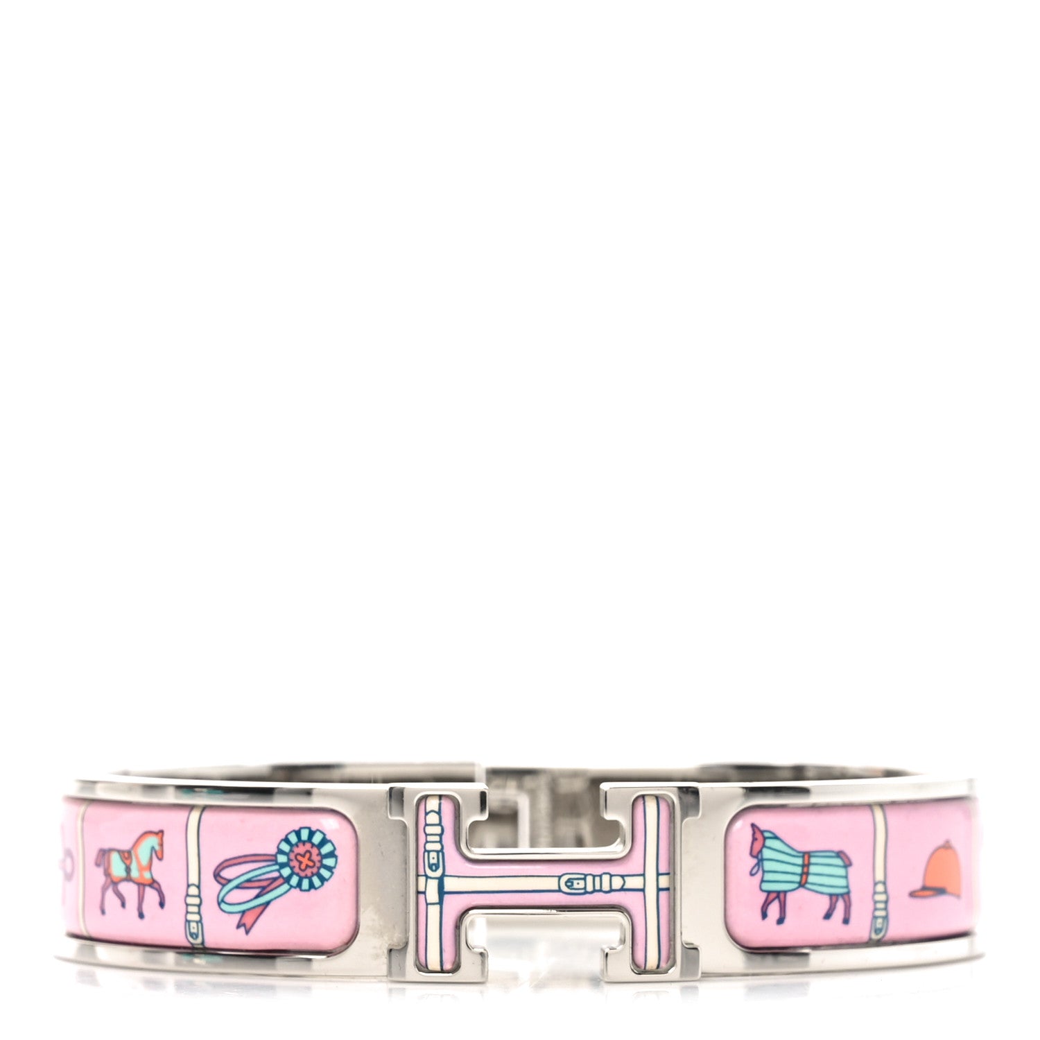 Hermes Enamel Printed Narrow Couvertures et Tenues de Jour Clic Clac H Bracelet PM Color Patch 1 of 4
