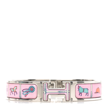 Hermes Enamel Printed Narrow Couvertures et Tenues de Jour Clic Clac H Bracelet PM Color Patch 1 of 4