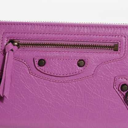 Balenciaga Agneau Classic Hardware Continental Zip Around Wallet Rose Berlingot 9 of 12