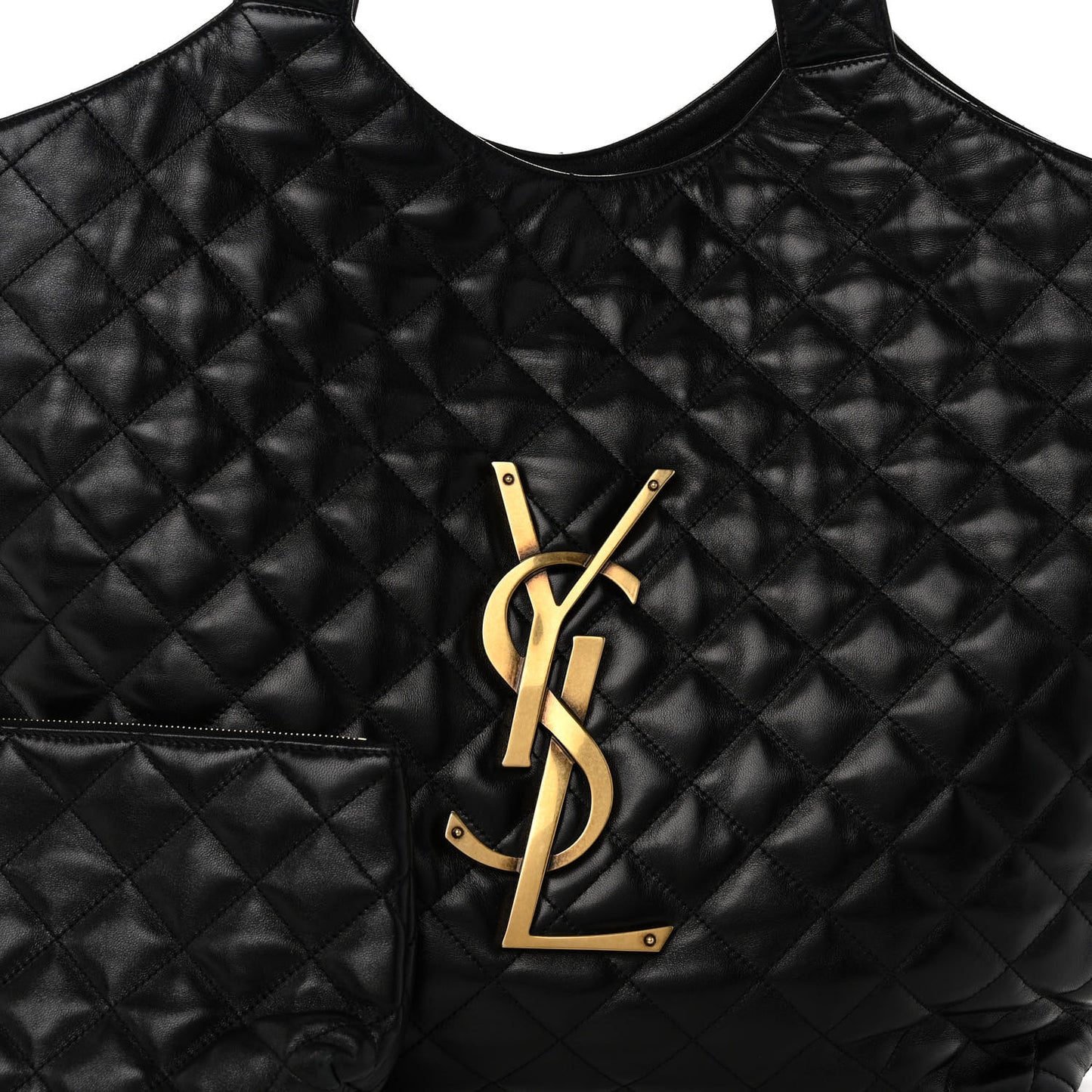 Lambskin Quilted Maxi Icare Shopping Tote Black