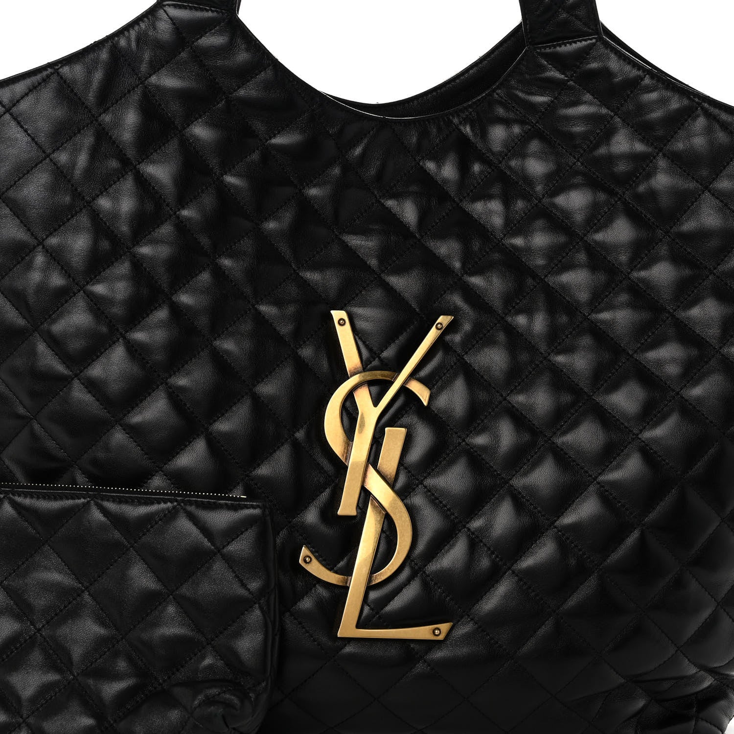 Saint Laurent Lambskin Quilted Maxi Icare Shopping Tote Black 9 of 14