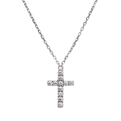Cartier 18K White Gold Diamond Symbols Cross Pendant Necklace 4 of 9