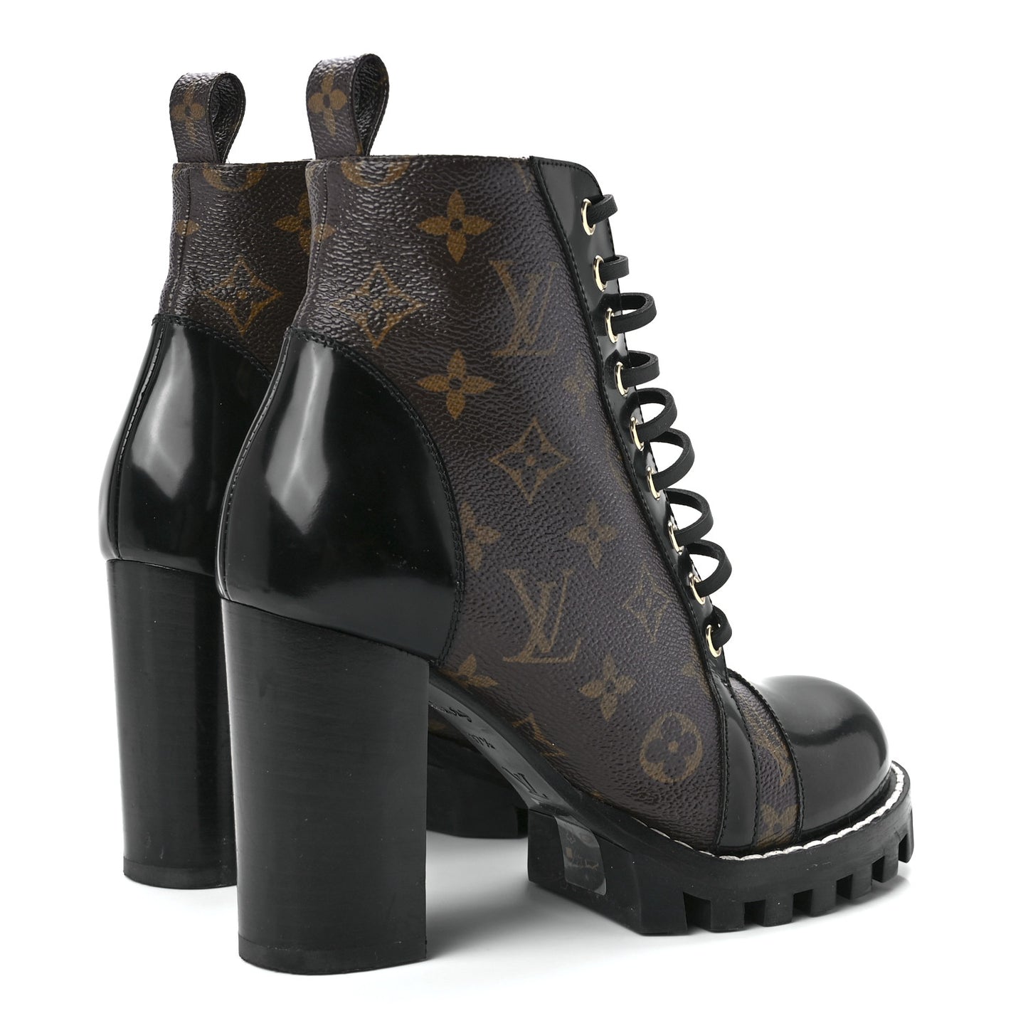 Patent Calfskin Monogram Star Trail Ankle Boots 36.5 Black