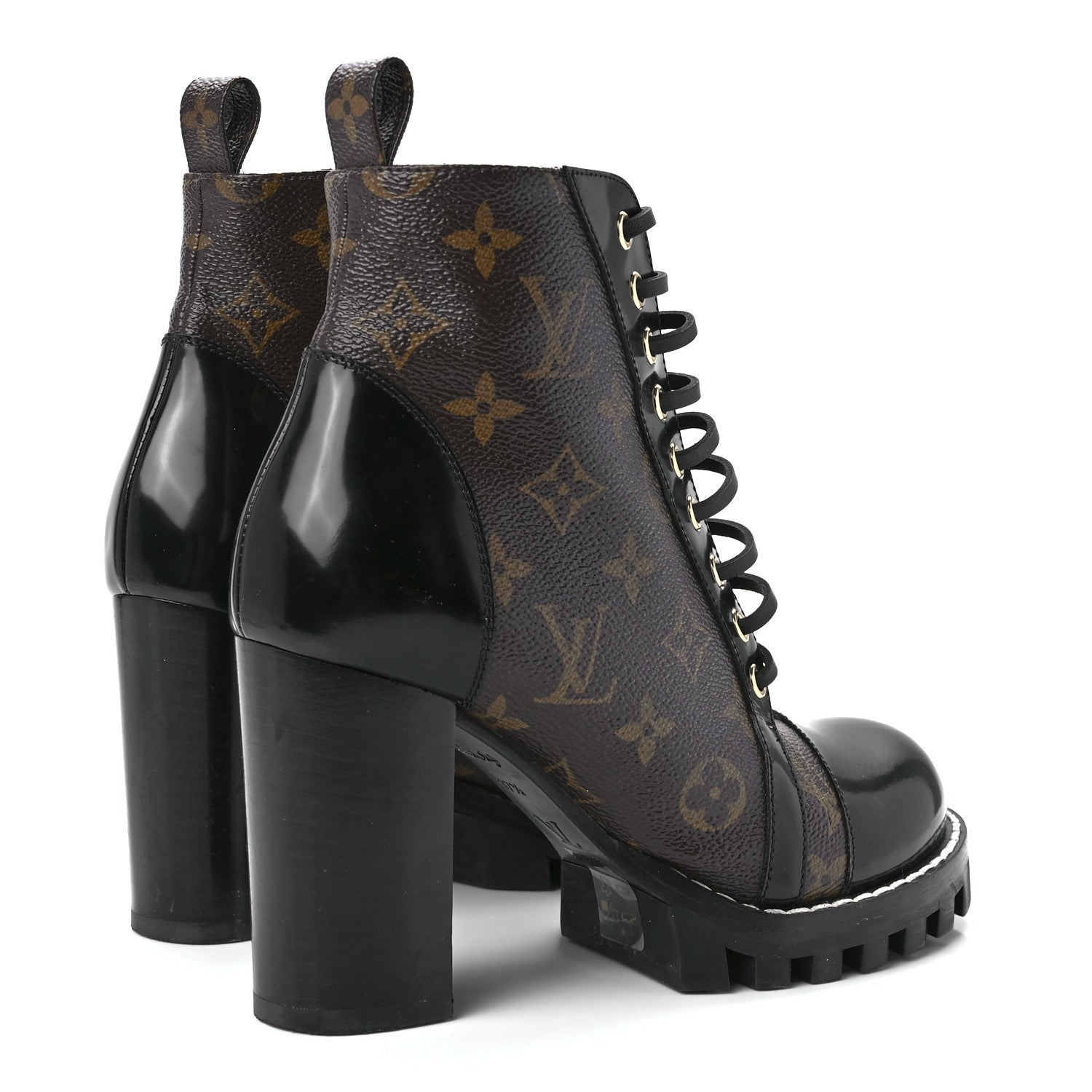 Louis Vuitton Patent Calfskin Monogram Star Trail Ankle Boots 36.5 Black 4 of 8