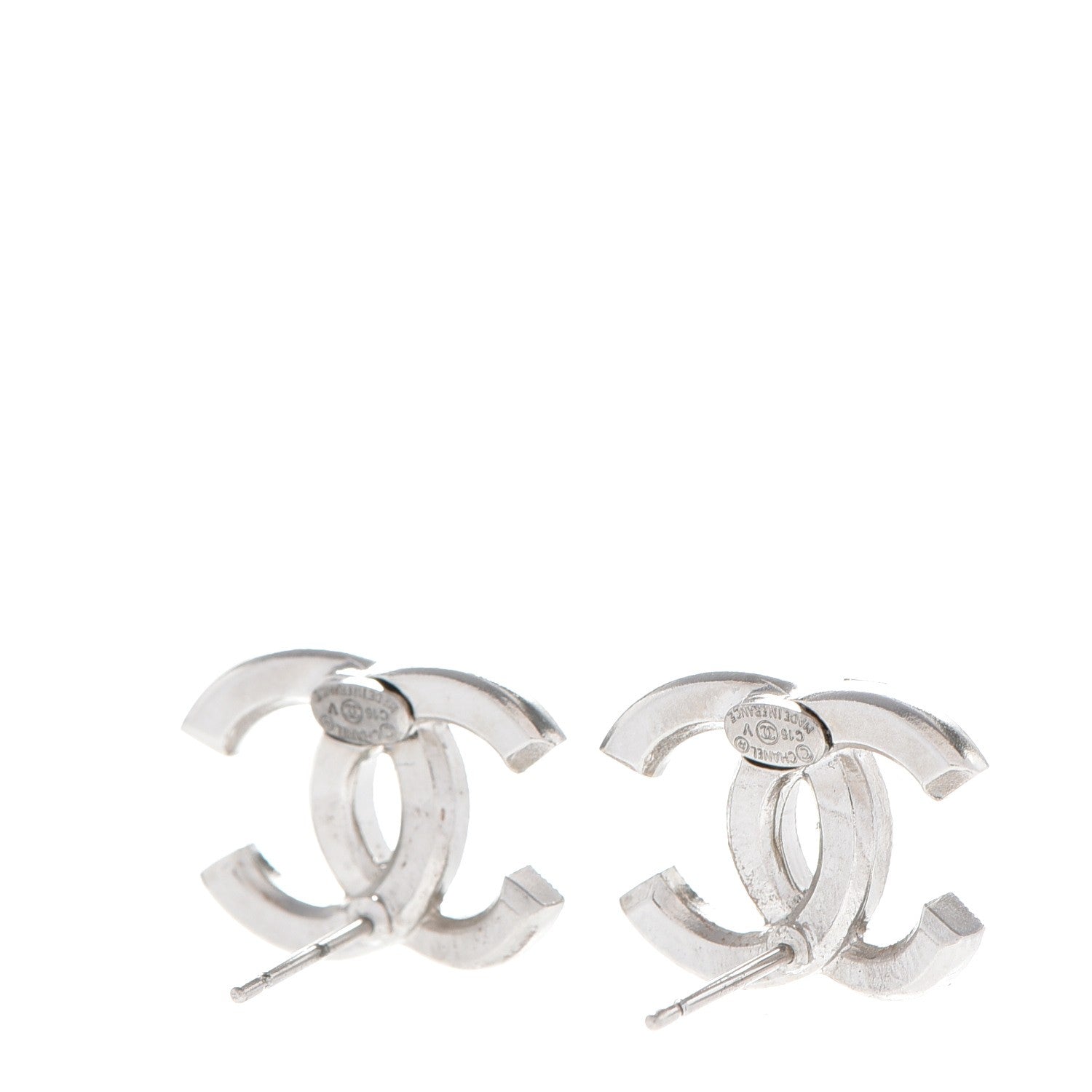 Chanel Baguette Crystal CC Earrings Silver 3 of 6