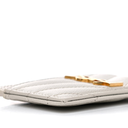 Saint Laurent Grain De Poudre Matelasse Chevron Monogram Credit Card Case Crema Soft 8 of 11