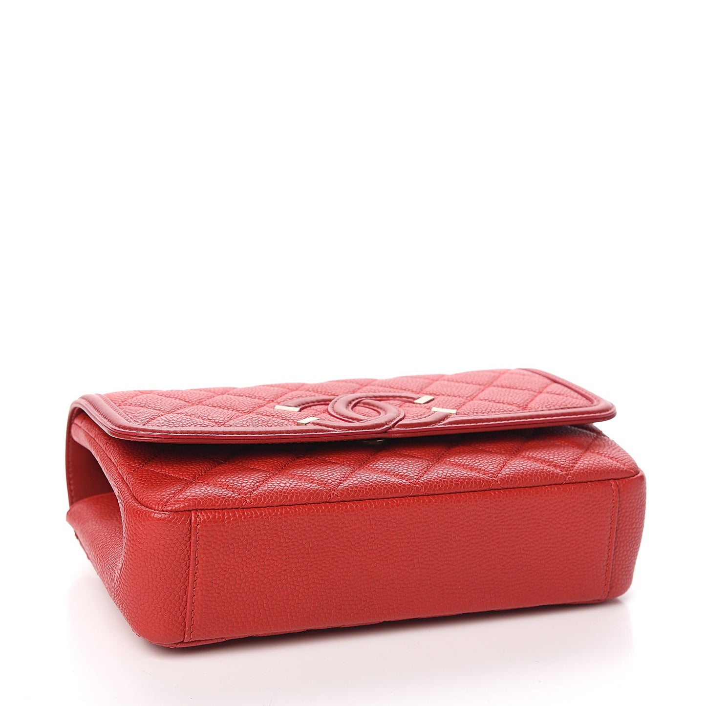Caviar Quilted Small CC Filigree Flap Red