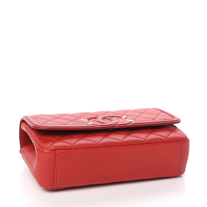 Chanel Caviar Quilted Small CC Filigree Flap Red 3 of 9
