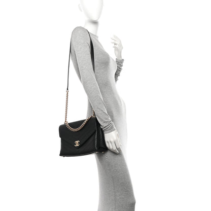 Chanel Calfskin Chevron Stitched Medium Coco Flap Bag Black 2 of 12