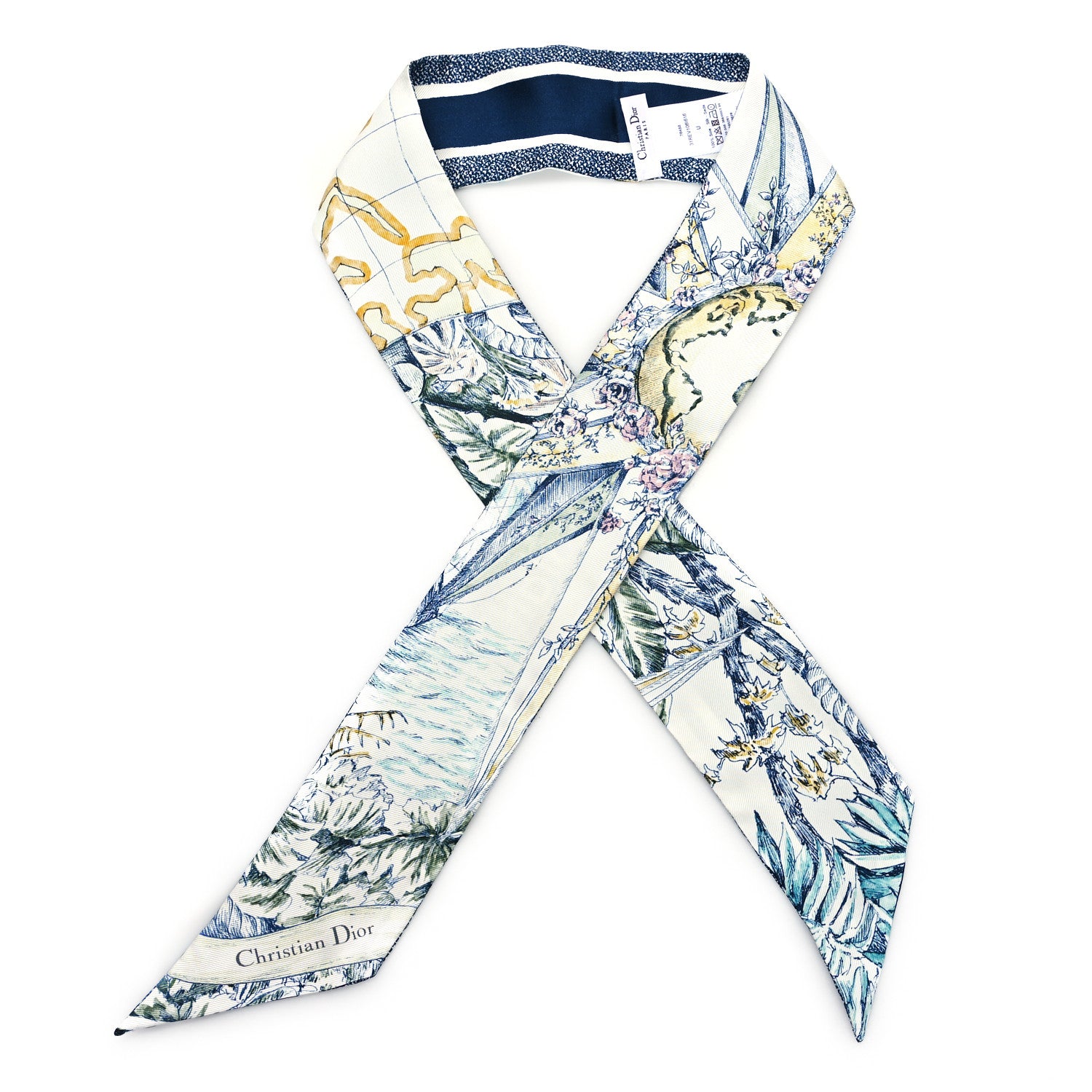 Christian Dior Silk Rêve d'infini Mitzah Scarf Bleu Fonce 1 of 3