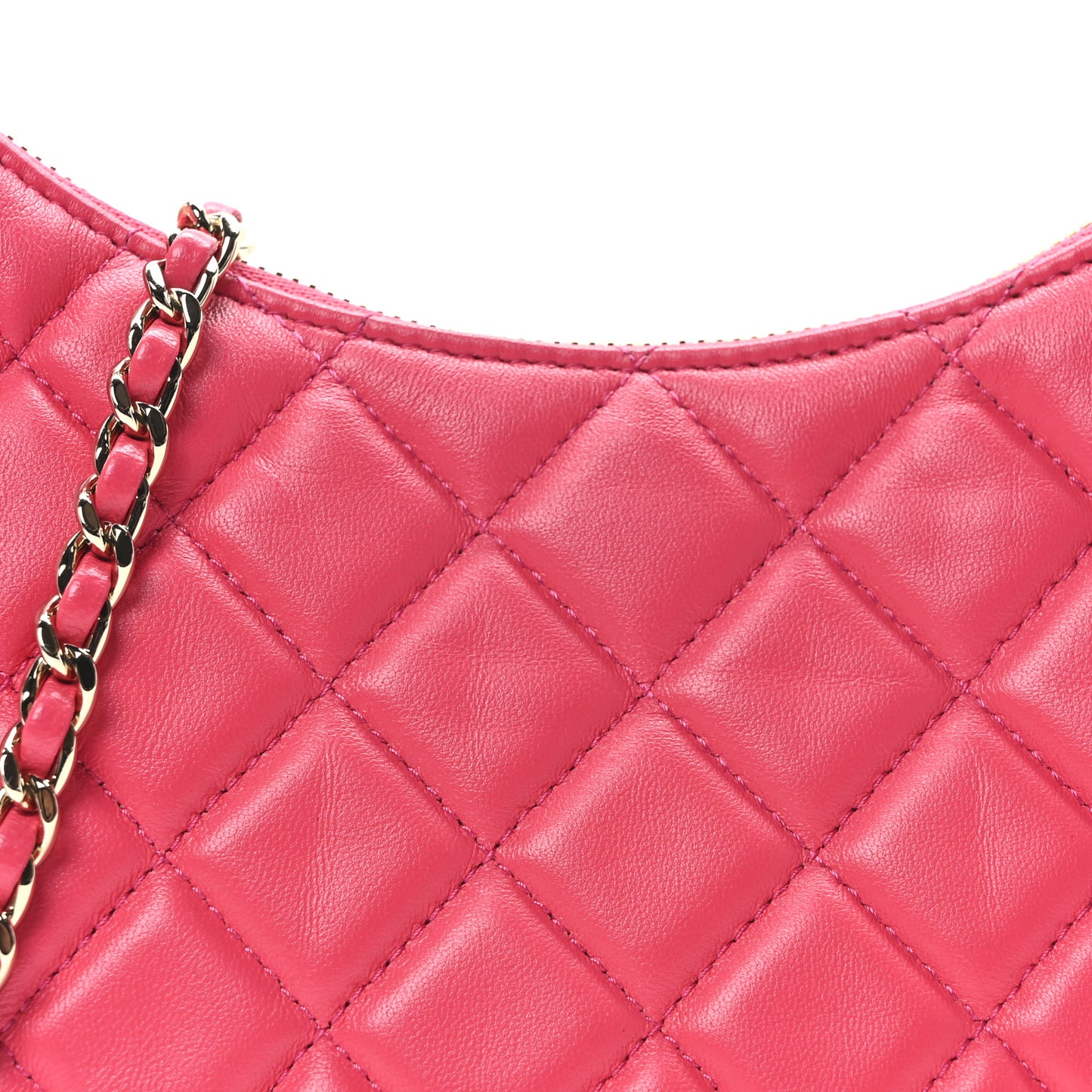 Lambskin Quilted Small Hobo Bag Dark Pink