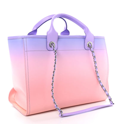 Chanel Shaded Calfskin Small Deauville Tote Light Purple Pink Coral 4 of 11