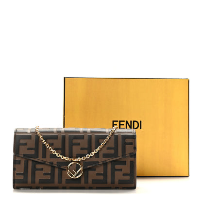 Fendi Vitello Soft F is Fendi Bi-Color FF 1974 Embossed Continental Envelope Wallet On Chain Maya Black 3 of 11