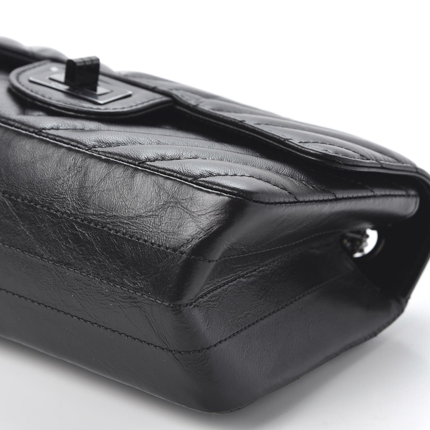 Chanel Aged Calfskin Chevron Quilted 2.55 Reissue Mini Flap So Black 7 of 10
