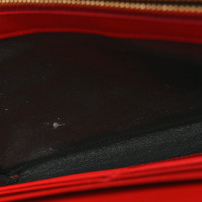 Saint Laurent Grain De Poudre Matelasse Chevron Monogram Chain Wallet Red 11 of 13