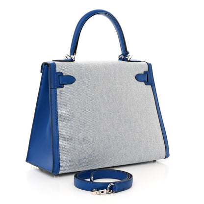 Hermes Toile Swift Kelly Sellier 28 Ecru Bleu France 3 of 11