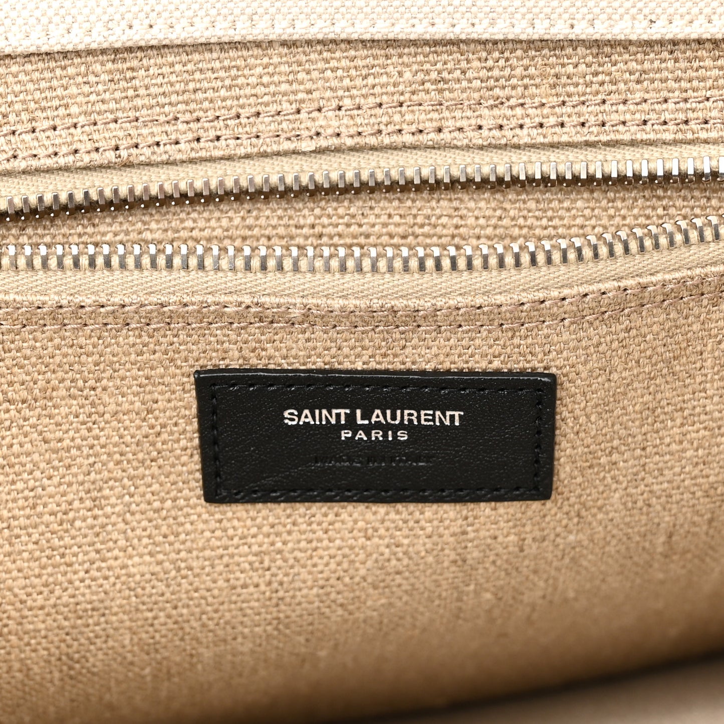 Linen Calfskin Small Rive Gauche Tote Greggio Natural