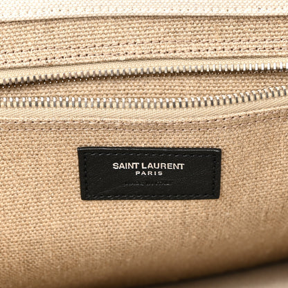 Saint Laurent Linen Calfskin Small Rive Gauche Tote Greggio Natural 6 of 10